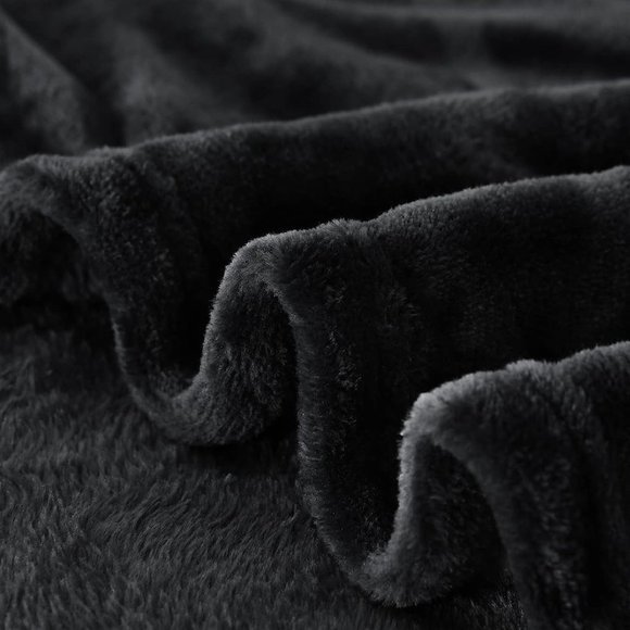Black King Size Bed Plush Diamond Textured Soft Velvety Velour Blanket Goth New - Picture 10 of 11